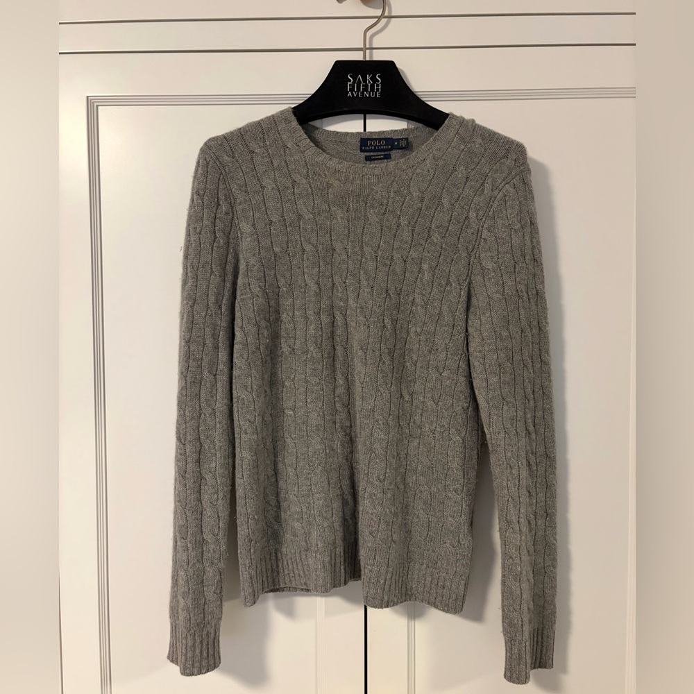Polo Ralph Lauren Cable Cashmere Classic Gray Crewneck Sweater